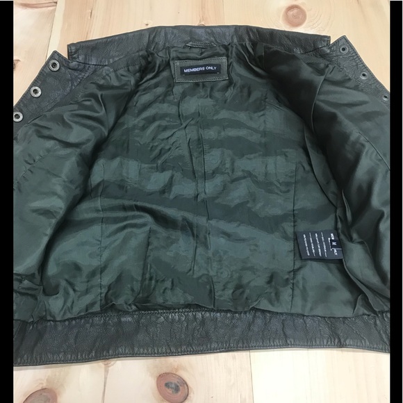Members only genuine leather Jacket dark green,NWT - Picture 3 of 8